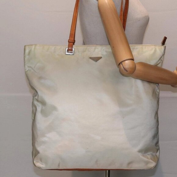 PRADA Tote Bag Nylon White Auth - Picture 1 of 16